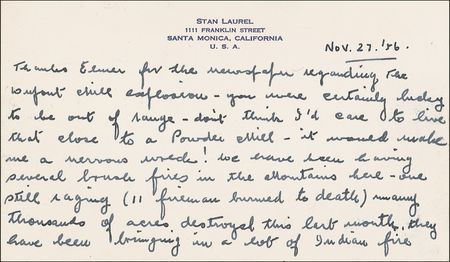 Lot #997 Stan Laurel Handwritten Letter Signed - Image 1