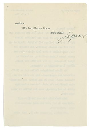 Lot #204 Sigmund Freud: Freud writes to his nephew, one of the fathers of public relations - Image 1