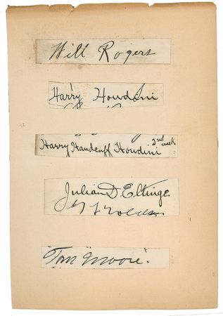 Lot #158 Autograph Album: Including HOUDINI, HOOVER, COHAN, and WILL ROGERS - Image 1