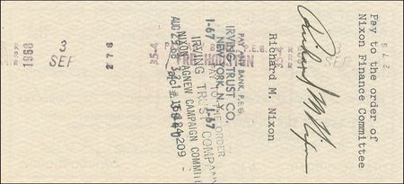 Lot #95 Richard Nixon: NIXON endorses a campaign contribution check and thanks a donor: “How grateful I am for your confidence and support” - Image 2
