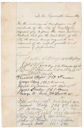 Lot #162 ?Diamond Jim? Brady: RARE GEM: NY taxpayers? petition signed by legendary financier ?DIAMOND JIM? BRADY - Image 1