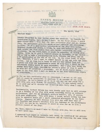 Lot #420 Nöel Coward Typed Letter Signed - Image 2