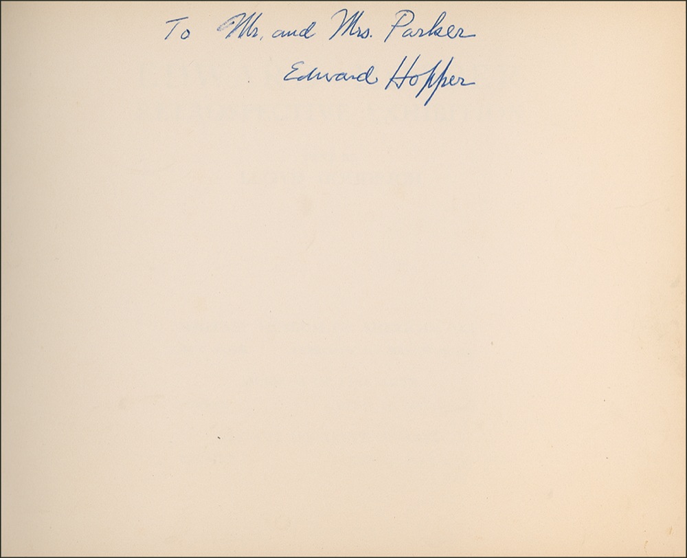 Lot 657 Edward Hopper: Signing a 1950 retrospective catalog