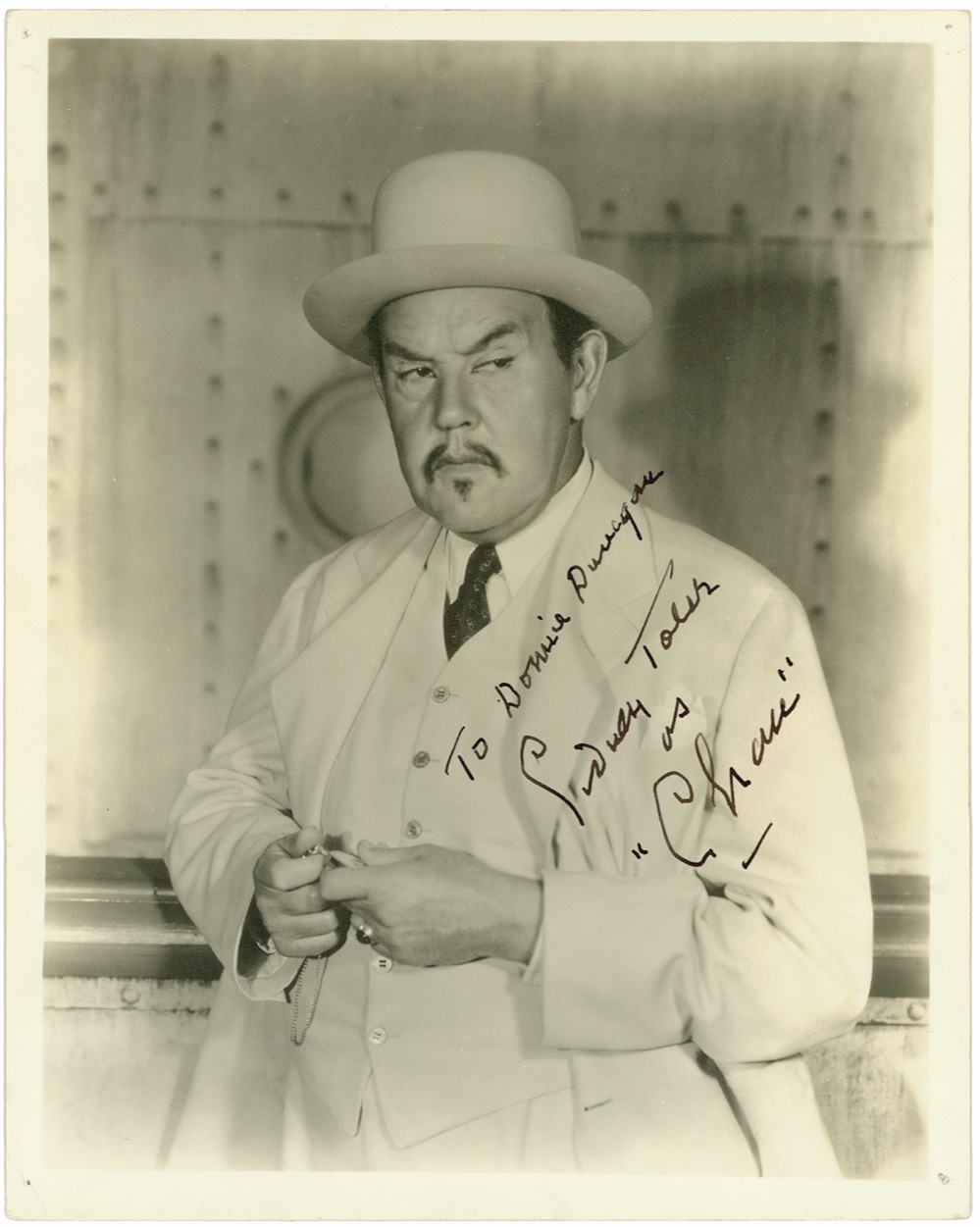 Lot 1314 Sidney Toler: Signing for a star of Son of Frankenstein