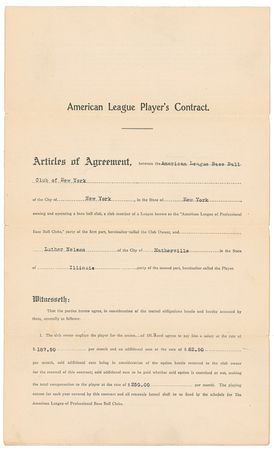 Lot #1448 Ban Johnson and Jacob Ruppert Signed Document - Image 1