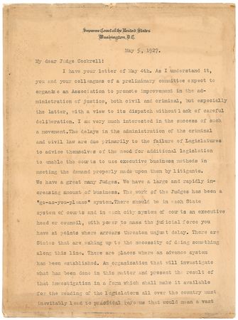 Lot #189 William H. Taft: ?In the judicial work that a Judge does on the Bench, he must be independent?: Chief Justice TAFT supports a judicial reform effort - Image 2