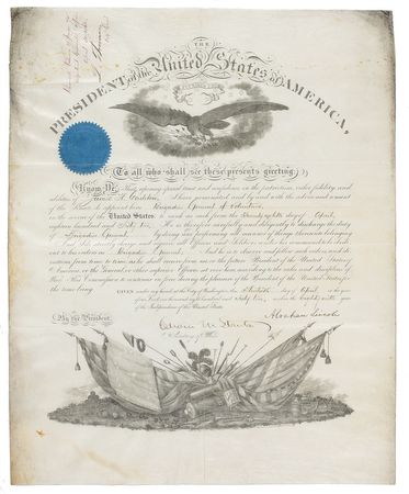 Lot #119 Abraham Lincoln: War-date promotion for a famed Indian fighter - Image 1