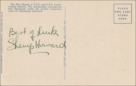 Lot #1312 Three Stooges: Shemp Howard Postcard - Image 1