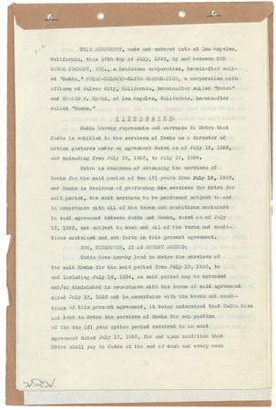 Lot #314 Howard Hughes: Hughes signs a contract with Louis B. Mayer and Howard Hawks - Image 1