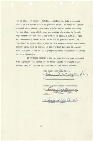 Lot #314 Howard Hughes: Hughes signs a contract with Louis B. Mayer and Howard Hawks - Image 2