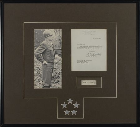 Lot #410 Omar N. Bradley: The “G.I.’s General” signs a Göring visiting card - Image 1
