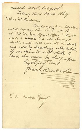 Lot #631. Charles Dickens: No cliffhangers here! Famous Victorian writer turns businessman &hellip; is brief and to the point
