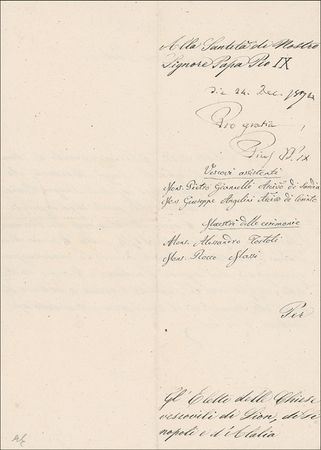 Lot #361 Pius IX: Pius IX signs on Christmas Eve - Image 1