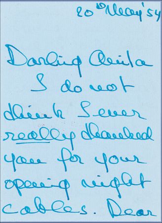 Lot #1181 Audrey Hepburn: “I do not think I ever really thanked you for your opening night cables”: Hepburn sends thanks during the Broadway run of “Ondine” - Image 1