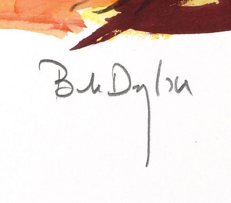 Lot #830 Bob Dylan: Dylan signs a limited edition print of one of his original works - Image 2