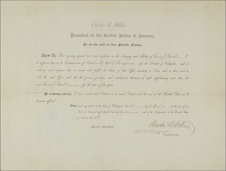 Lot #8 Chester A. Arthur Signed Document