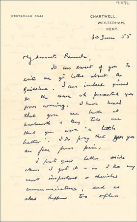 Lot #248 Winston Churchill: Endearing and boldly written message to his long-ago love interest - Image 1