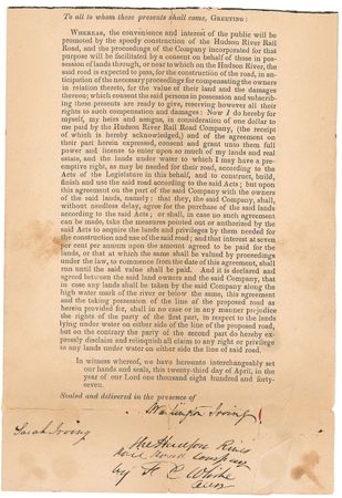 Lot #662 Washington Irving Signed Document - Image 1