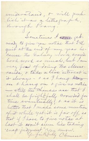 Lot #628 Samuel L. Clemens: ?The Galaxy work crowds book work so much? - Image 1