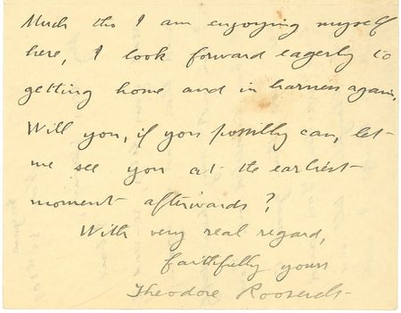 Lot #186 Theodore Roosevelt: ?The great need at present is country rehabilitation ... and aggressive honesty? - Image 1