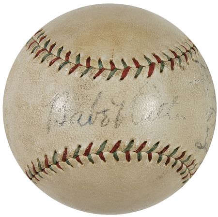 Lot #1520 Babe Ruth and Lou Gehrig: Ruth and Gehrig signed ball…baseball’s most revered combination - Image 1
