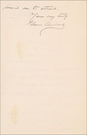 Lot #31 Grover Cleveland Handwritten Letter Signed
