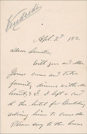 Lot #85 U. S. Grant: Grant extends a dinner invitation to two senators - Image 2