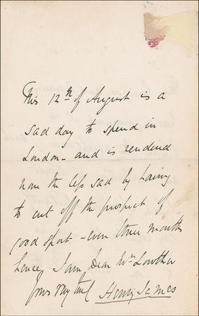 Lot #664 Henry James: ?A sad day to spend in London? - Image 1
