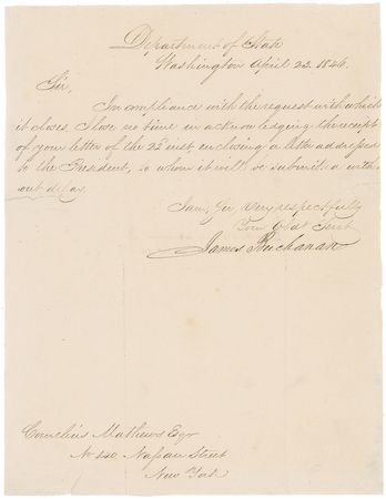 Lot #14 James Buchanan Signed Letter