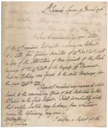 Lot #404 Lord Jeffrey Amherst Handwritten Letter Signed - Image 2