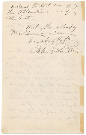 Lot #728 John Greenleaf Whittier: “If he is not already burnt at the stake ... he deserves to be” - Image 1