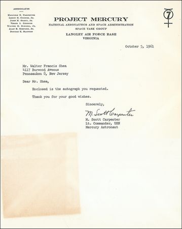 Lot #547 Mercury 7: STAR CORRESPONDENTS: Set of letters from the MERCURY 7 astronauts - Image 3