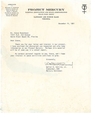 Lot #547 Mercury 7: STAR CORRESPONDENTS: Set of letters from the MERCURY 7 astronauts - Image 7
