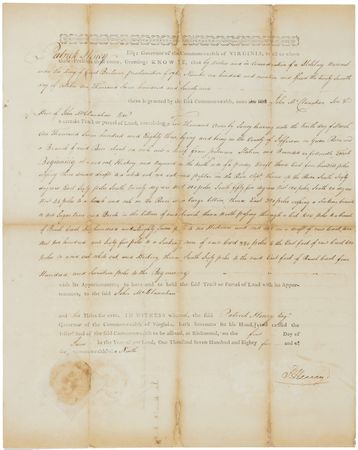 Lot #254 Patrick Henry: Granting 2000 acres of land - Image 1