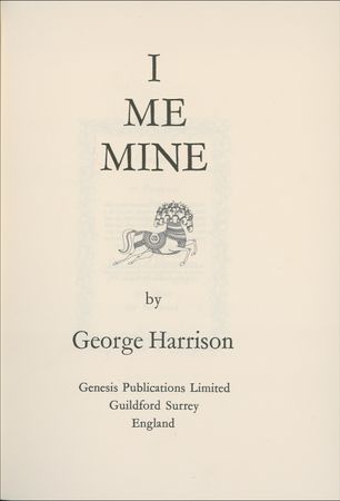 Lot #756 Beatles: George Harrison: Scarce copy of Harrison?s I Me Mine - Image 2