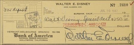 Lot #729 Walt Disney Check - Image 2