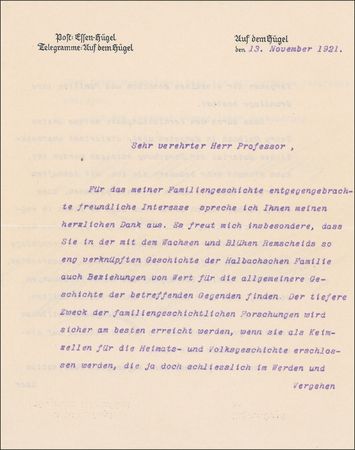 Lot #376 Gustav Krupp von Bohlen und Halbach Typed Letter Signed - Image 1