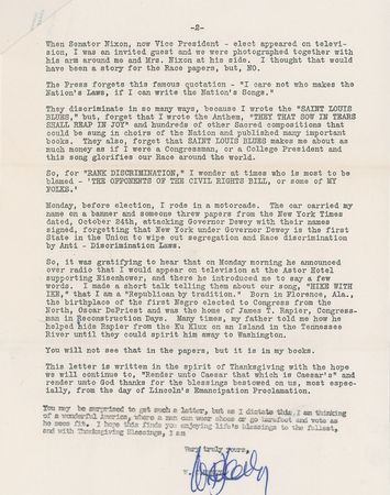 Lot #829 W. C. Handy: ?So, for ?Rank Discrimination? I wonder at times who is most to blame??The Opponents of the Civil Rights Bill, or some of My Folks.? - Image 2