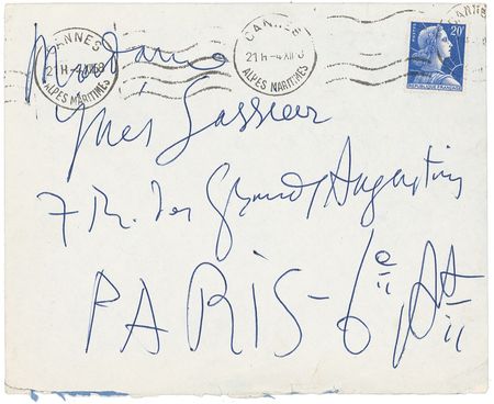 Lot #679 Pablo Picasso Hand-Addressed and Signed Envelope - Image 1