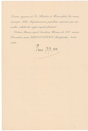 Lot #326 Pius XII Signed Document - Image 2