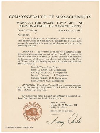 Lot #12 Jimmy Carter Signed Document