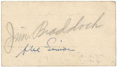 Lot #1305 James J. Braddock and Abe Simon Business Card - Image 1