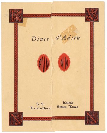 Lot #1241 Rudolf Valentino and Nita Naldi: Aboard the SS Leviathan, Valentino and Naldi sign a charming dinner menu - Image 2