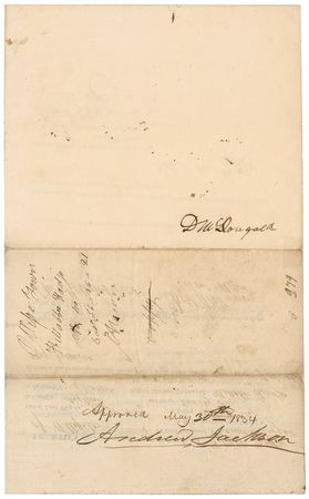 Lot #62 Andrew Jackson: Jackson approves a Creek Indian?s Alabama land sale - Image 1