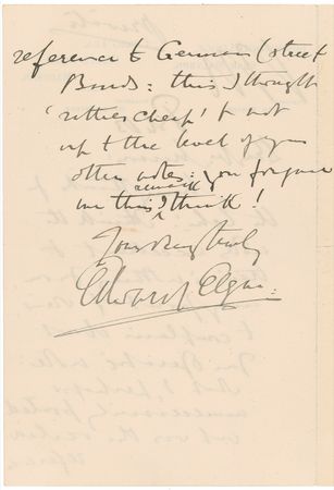 Lot #815 Edward Elgar Handwritten Letter Signed - Image 2