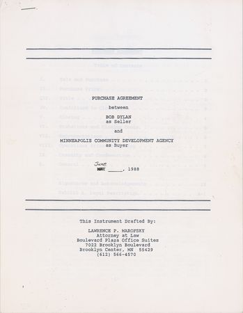 Lot #813 Bob Dylan: New Hall of Famer Dylan sells his hometown theatre and starts the Never Ending Tour - Image 1