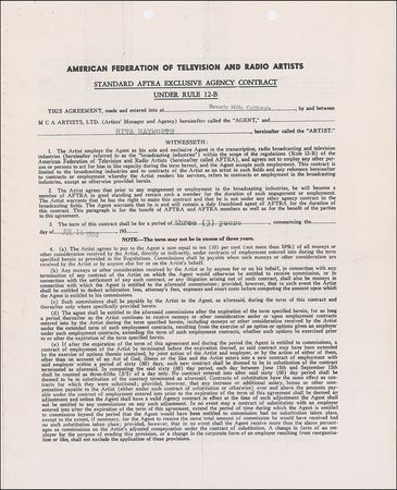Lot #1096 Rita Hayworth Signed Document - Image 1