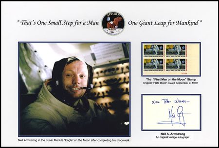 Lot #507 Neil Armstrong: An exceptional oversized Neil Armstrong display item, bearing a superb non-personalized inscription - Image 1