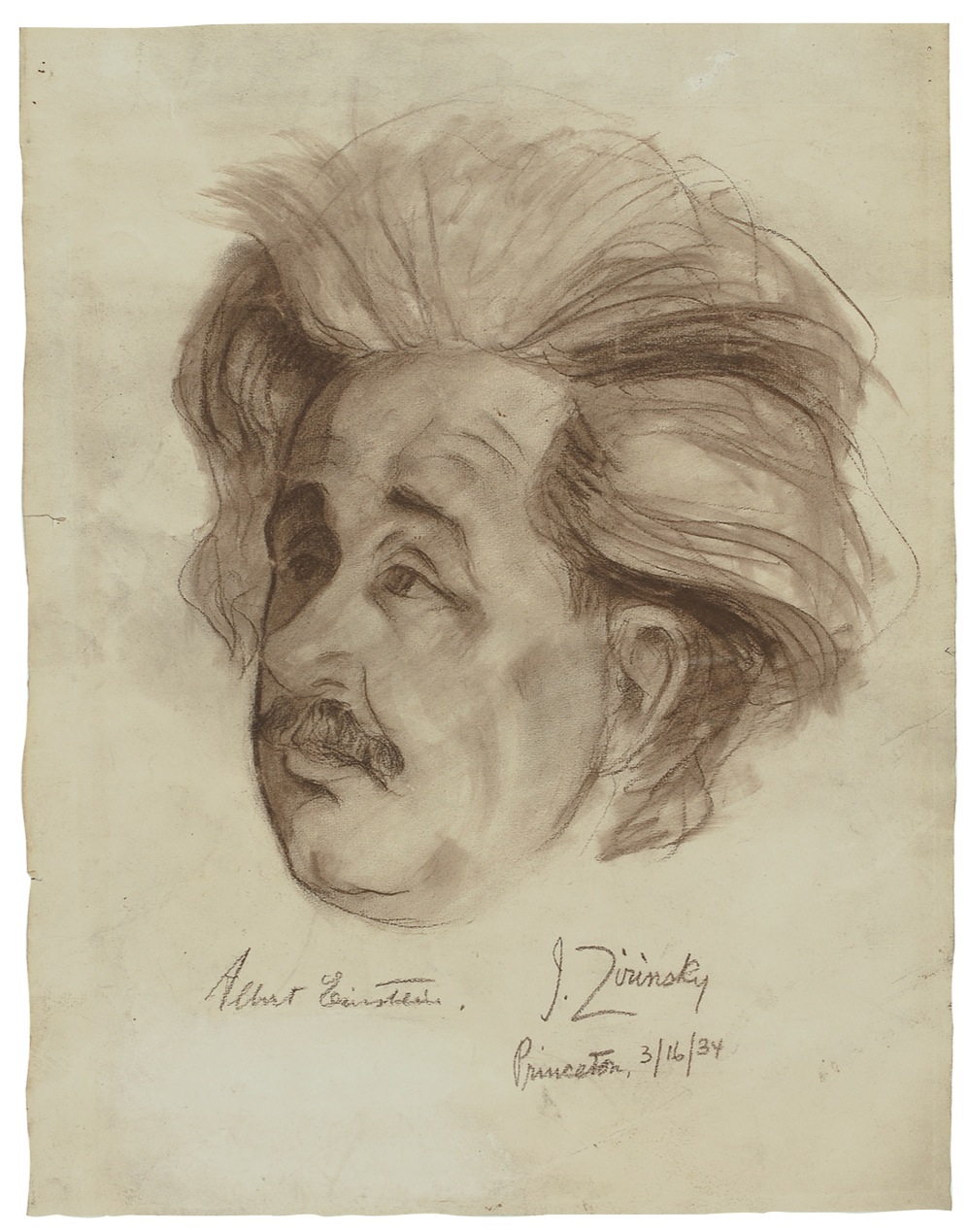 Lot 200 Albert Einstein: Signing a large original drawing