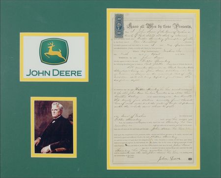 Lot #184 John Deere: Signed bond to sell land in the town where his company was headquartered - Image 1